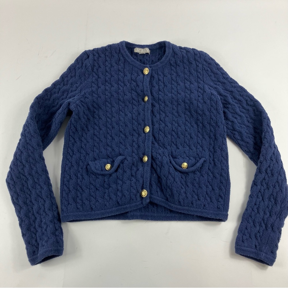 J. Crew Odette Cable-Knit Gold Button Cardigan